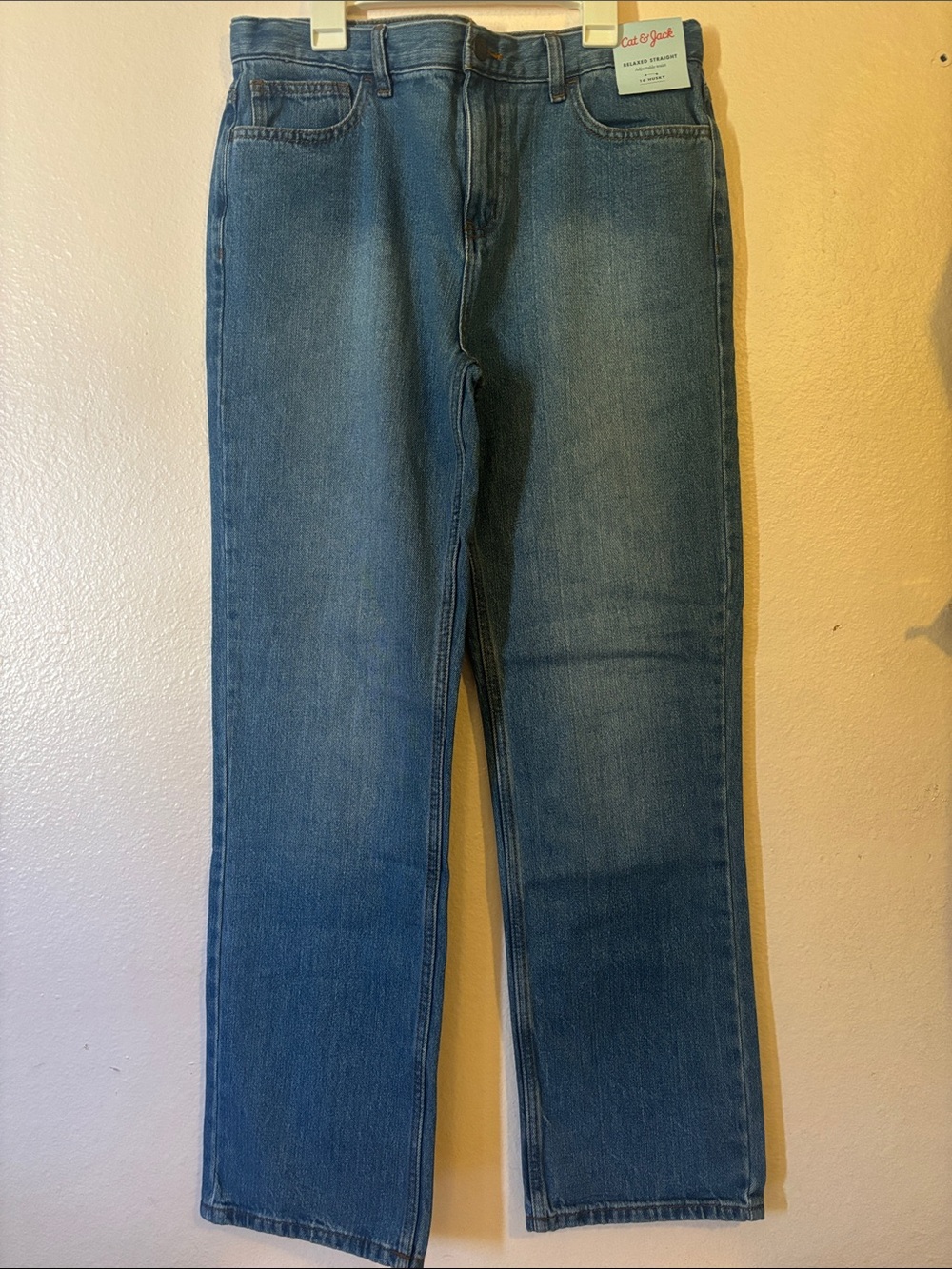 Cat & Jack Boys Medium Blue Straight Jeans, Size 16 Husky